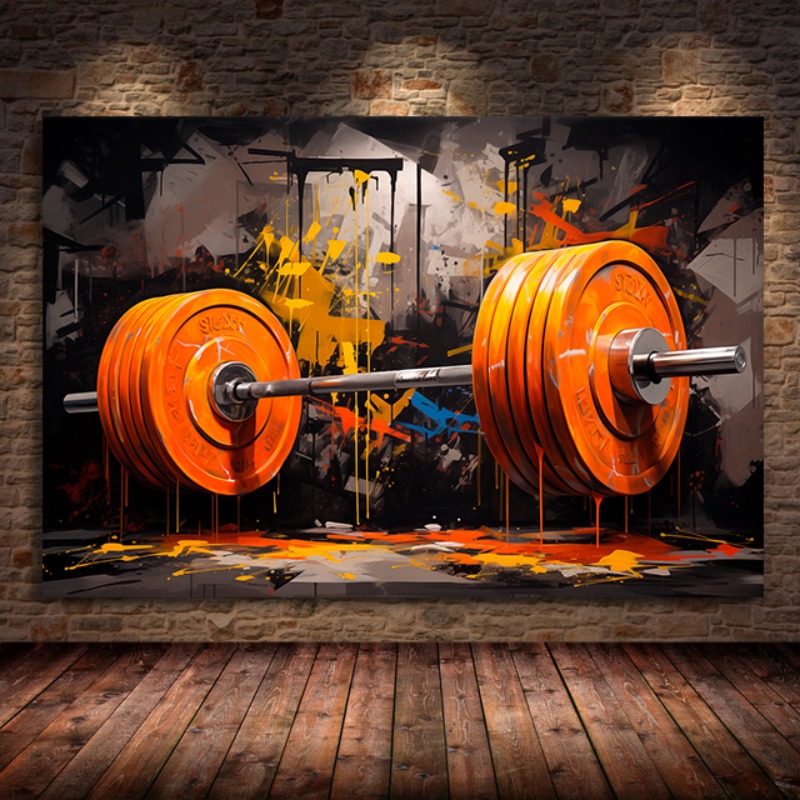 Graffiti Barbell Canvas Pintur - Sports Equipment Poster avaliação e preço